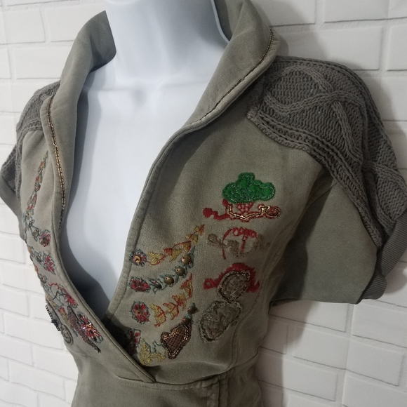 Angels Never Die Army Green Knit Embellished Sweater Dress - Picture 2 of 12